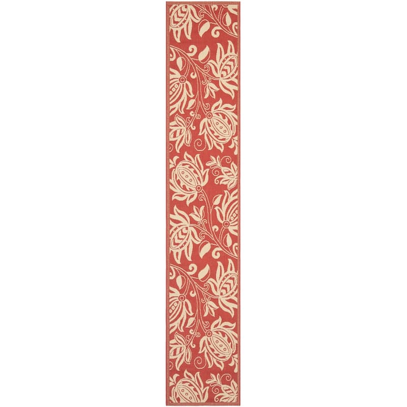 SAFAVIEH Courtyard Leatrice Indoor/ Outdoor Patio Backyard Rug - 2'3" x 6'7" Runner - Red/Natural