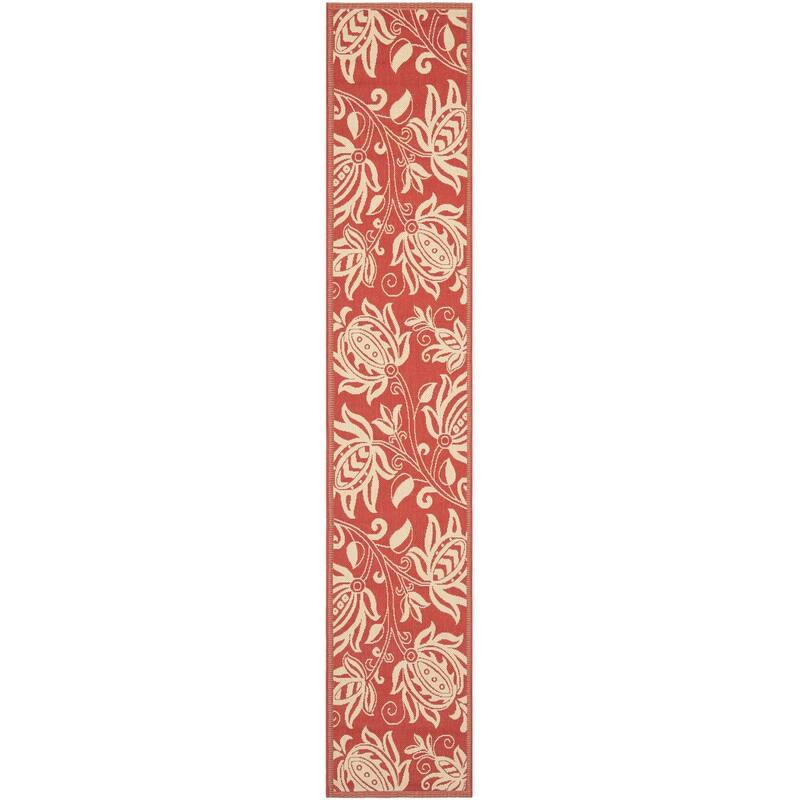 SAFAVIEH Courtyard Nasima Indoor/ Outdoor Patio Backyard Rug - 2'3" x 12' Runner - Red/Natural