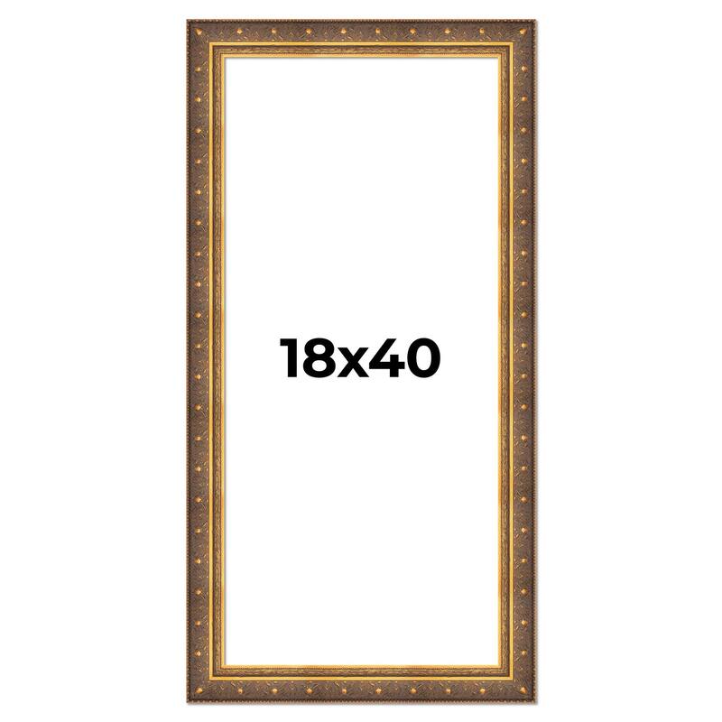 18x40 Frame Vintage Gold Solid Wood Picture Frame | 2.5 Inch Moulding