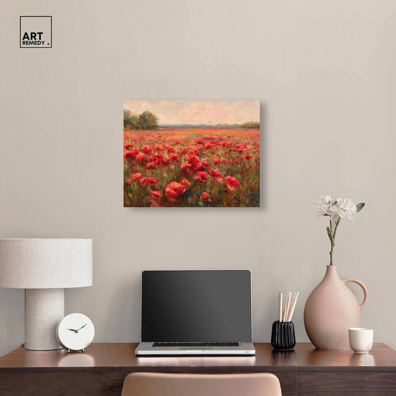 Sea of Red Poppies II Canvas by Art Remedy, Gallery Wrapped