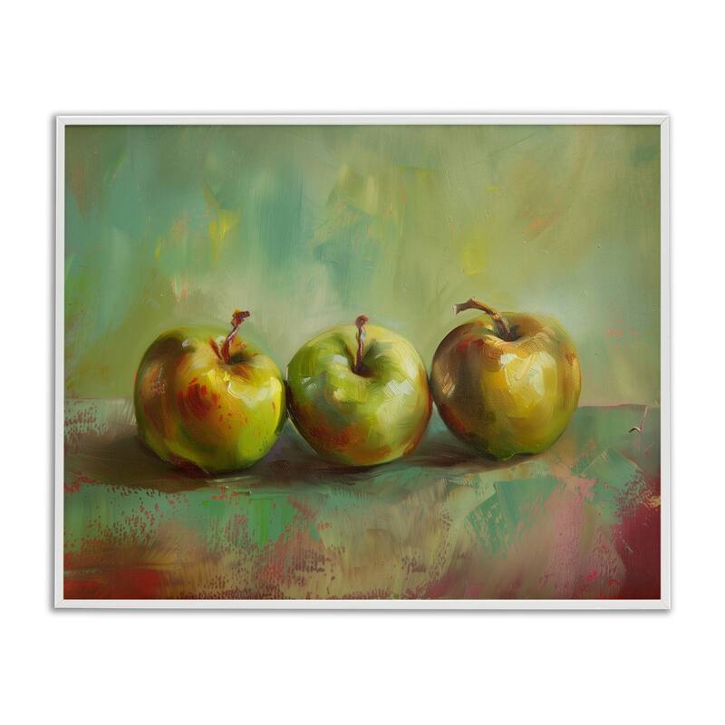 Stupell Traditional Apple Trio Still Life Framed Giclee Art Design By Arlington Prints - 30 x 24 - White