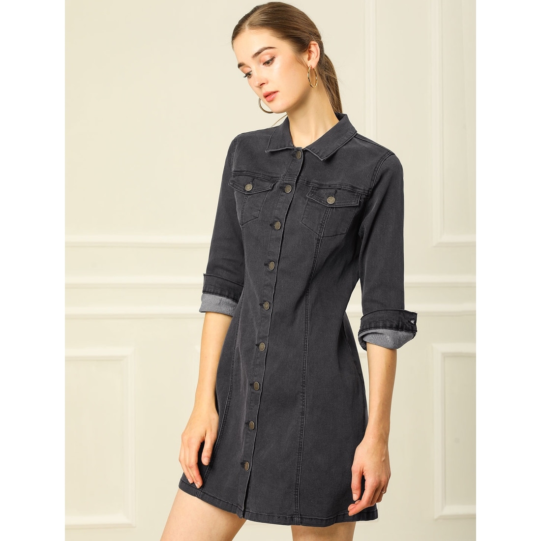 denim button down shirt dress