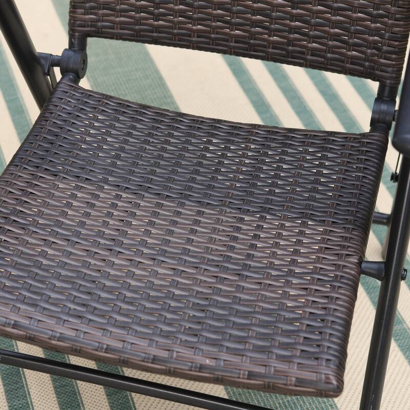 Outdoor Wicker Patio Folding Dining Chairs Set of 2, Adjustable Patio Rattan Recliner Wicker Chairs with High Backrest