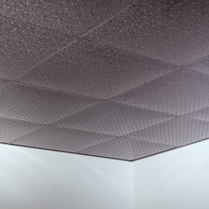 FASÄDE Minidome Decorative Vinyl 2ft x 2ft Lay in Ceiling Panel in Galvanized Steel (5 Pack)
