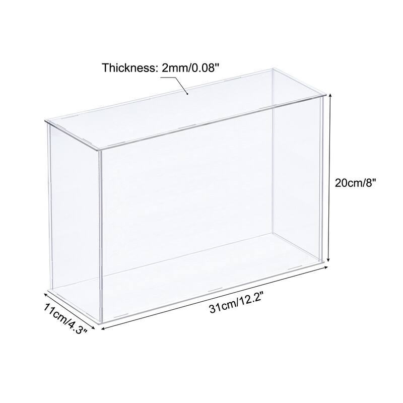 Acrylic Display Case Plastic Box Cube Storage Box Dustproof Showcase - 12.2x4.3x8 Inch