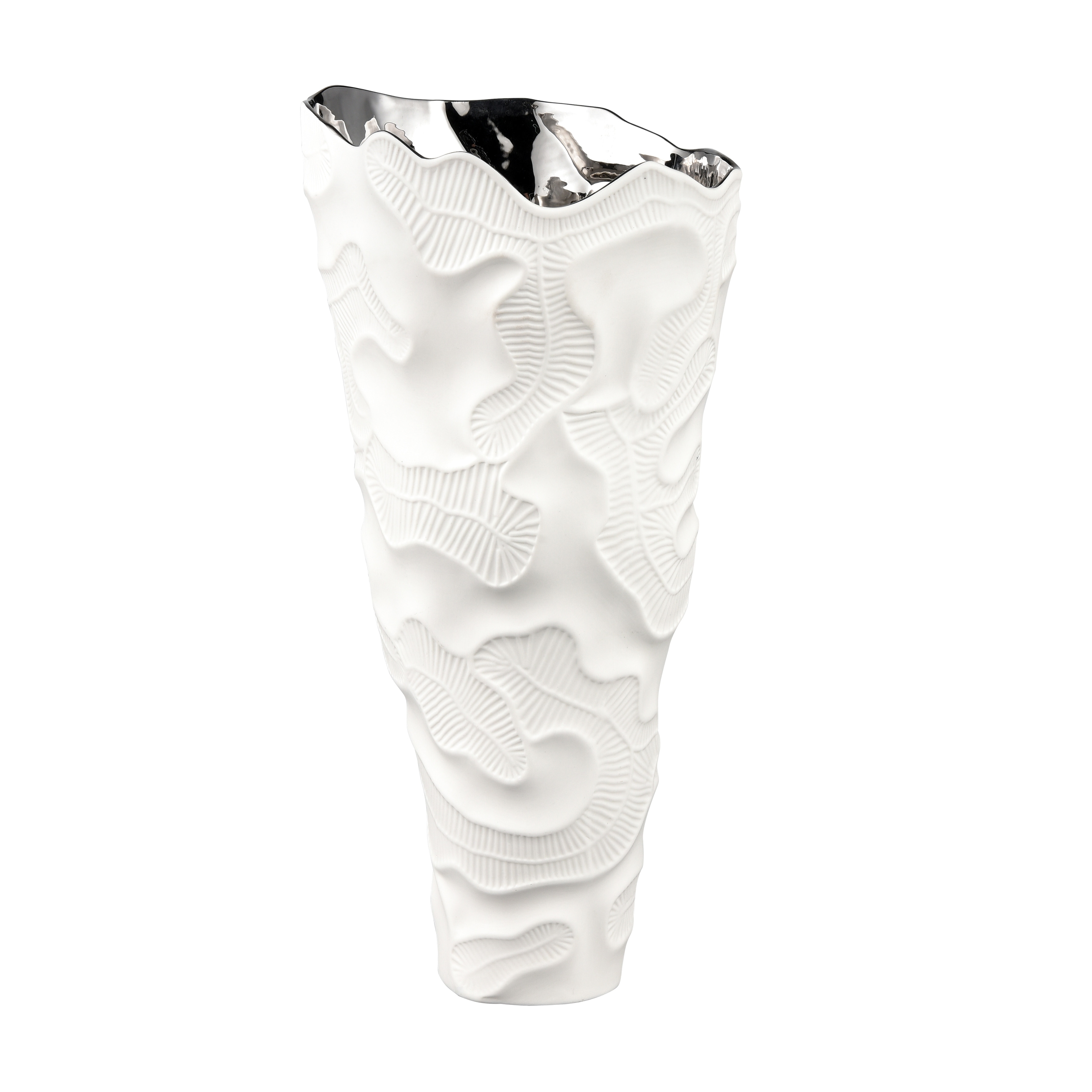 Atlas Mabley Matte White and Glazed Silver Earthenware Vase
