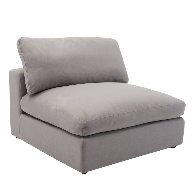 Roundhill Furniture Rivas Contemporary Feather Fill 6-Piece Modular Sectional Sofa with Ottoman