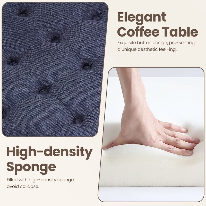 RENEWLINE Fabric Storage Ottoman with Tray Lid - Footrest & Hidden Storage for Living Room​