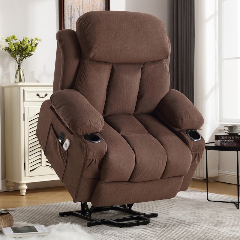 Rossetta Power Lift Recliner Chair with Heat and Massage with Side Pocket, USB Charge Port, Remote Control