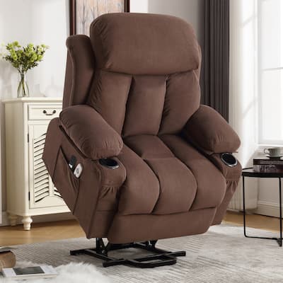 Velvet Power Lift Recliner Chair with Heat & Massage, Electric Recliner Chair with USB Port, Remote Control & Side Pocket