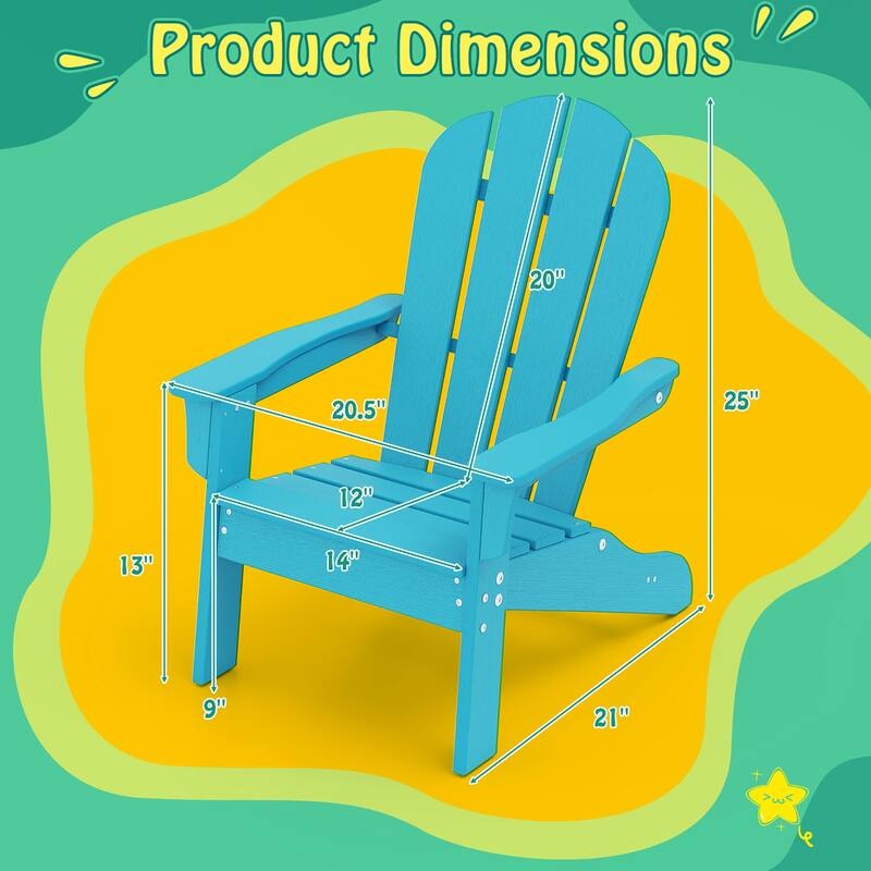 Gymax 2PCS Kid's Adirondack Chair All-Weather HDPE Toddler Lawn Chair