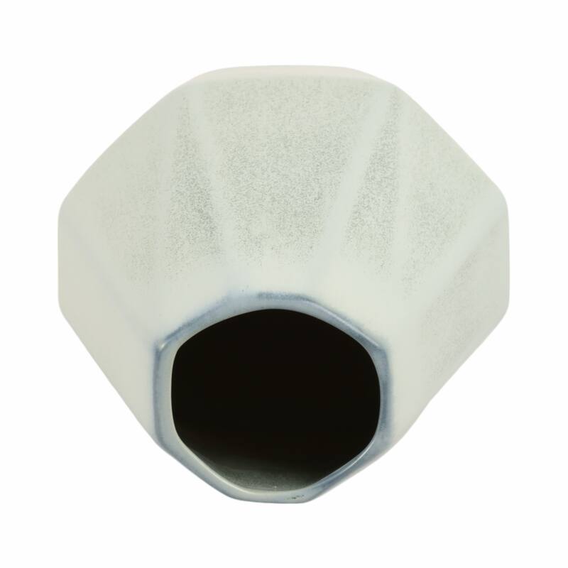 Earthenware Vase Faceted Design Ombre Finish Modern Geometric Style