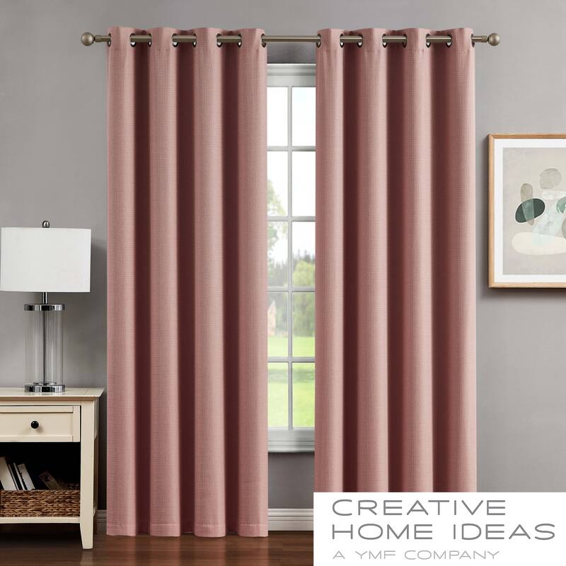 Creative Home Ideas Chyna Blackout Window Curtain, Room Darkening, Thermal Insulated, Grommets, Set of 2 Panels with 2 Tiebacks - 100 x 84 - Coral