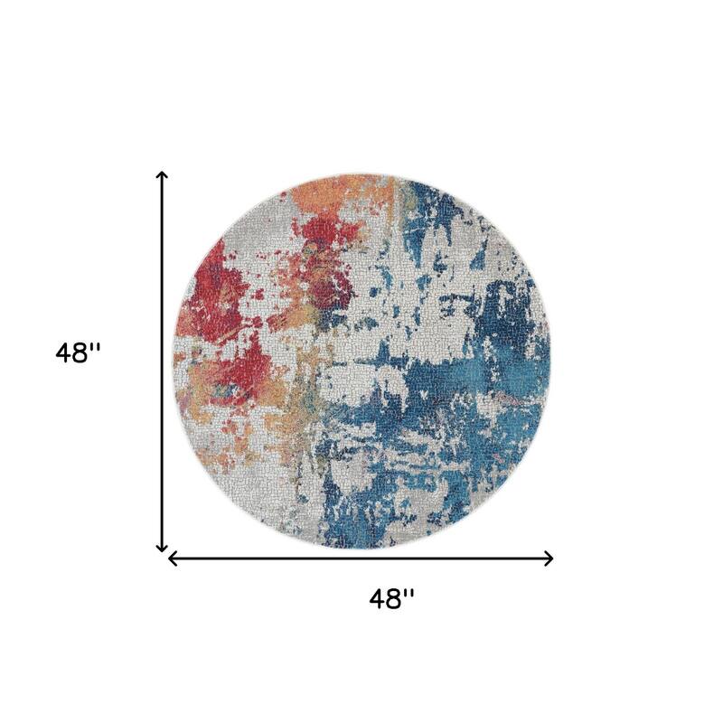 Bufo Power Loomed Distressed Geometric Abstract Modern Non Skid Area Rug By HomeRoots - 48' X '48' X '0.5