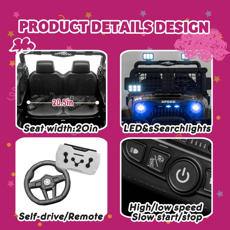 24V Ride-On Car All-Terrain Kids Car Electric Car Toy Ride on Jeep