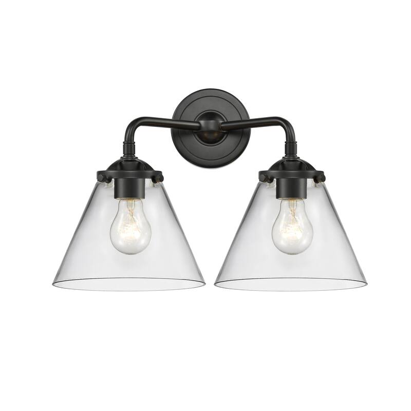 Innovations Lighting Large Cone 2 Light 16" Wide Bathroom Vanity Light - Oil Rubbed Bronze / Clear