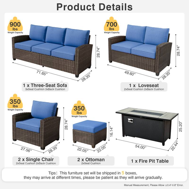 XIZZI 7-Piece Outdoor Wicker Conversation Set