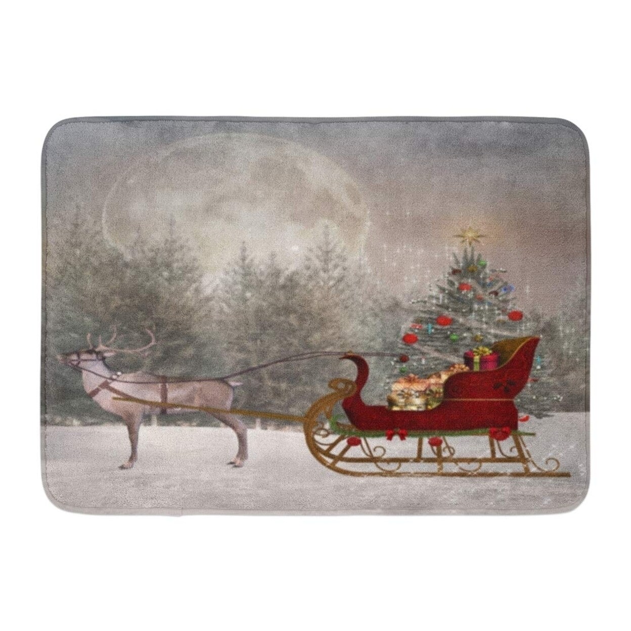 Shop Sleigh Christmas Sleight Is Ready To Go In Winter Scenery Santa Forest Doormat Floor Rug Bath Mat 23 6x15 7 Inch Multi Overstock 31775244
