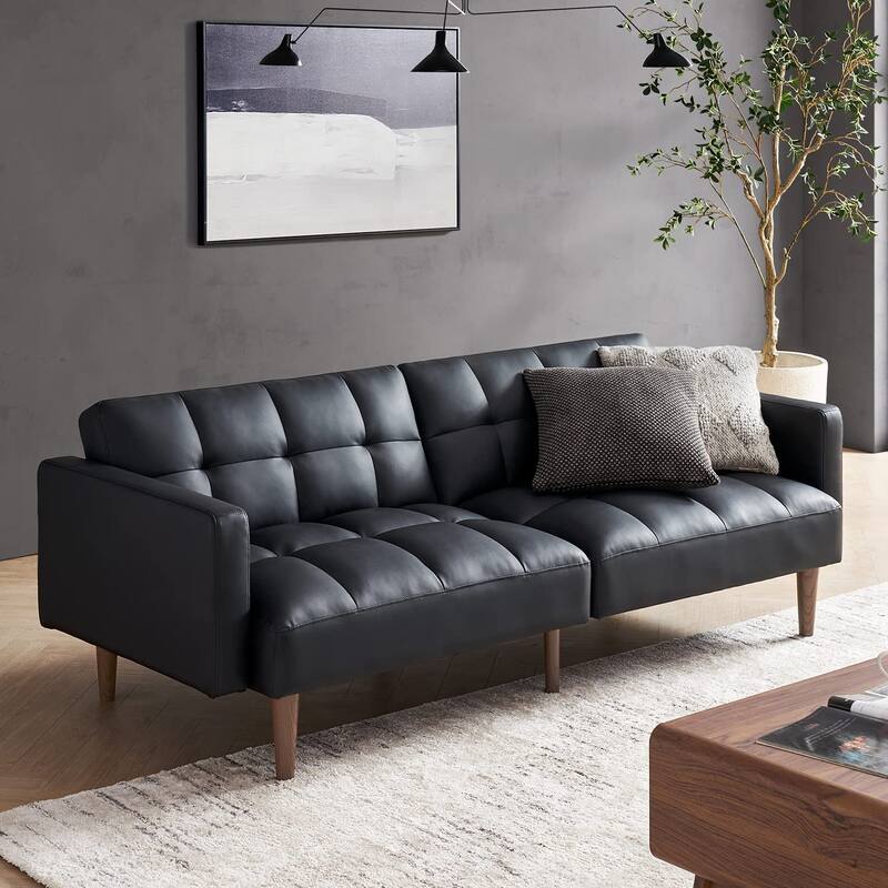 Mopio Aaron Futon Convertible Sofa Sleeper Futon - Midnight Black - Twin