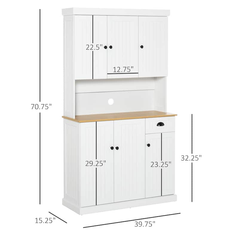 HOMCOM White/ Oak Kitchen Pantry Buffet