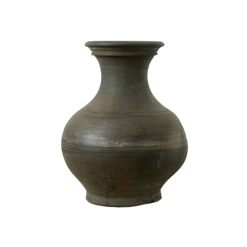 Artissance 17"H Large Earthy Gray Ceramic Indoor Outdoor Pottery Vase, Home and Garden Decor