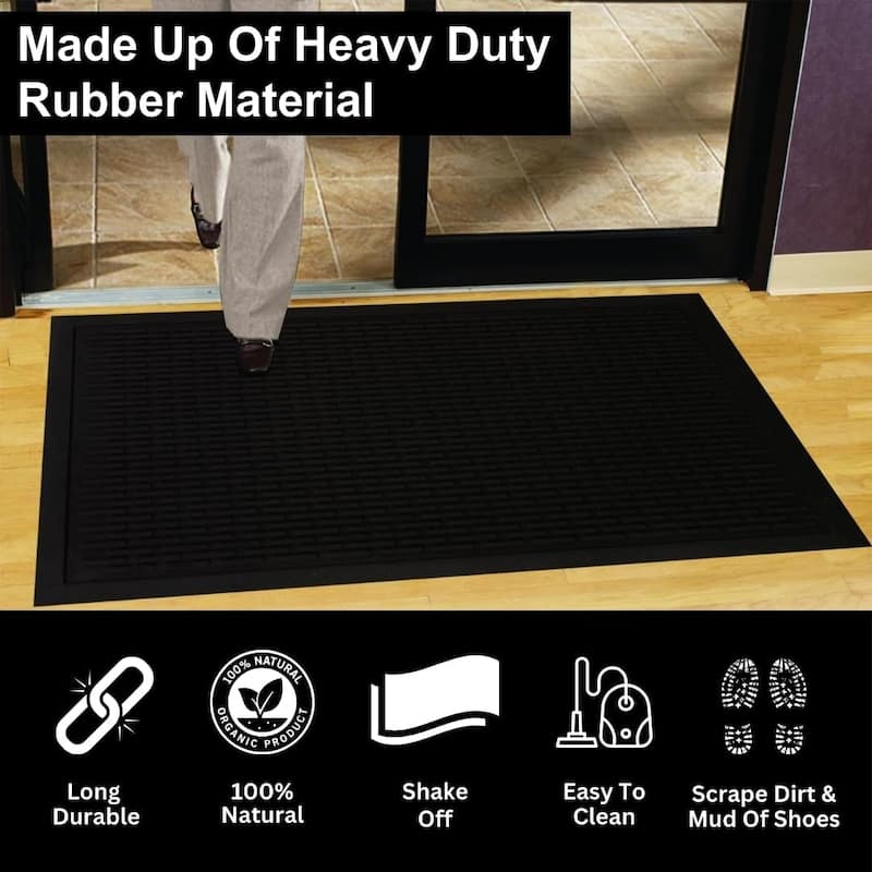A1HC New Natural Rubber Premium Scrapper Door Mats-Keeps Mud and Dirt Away