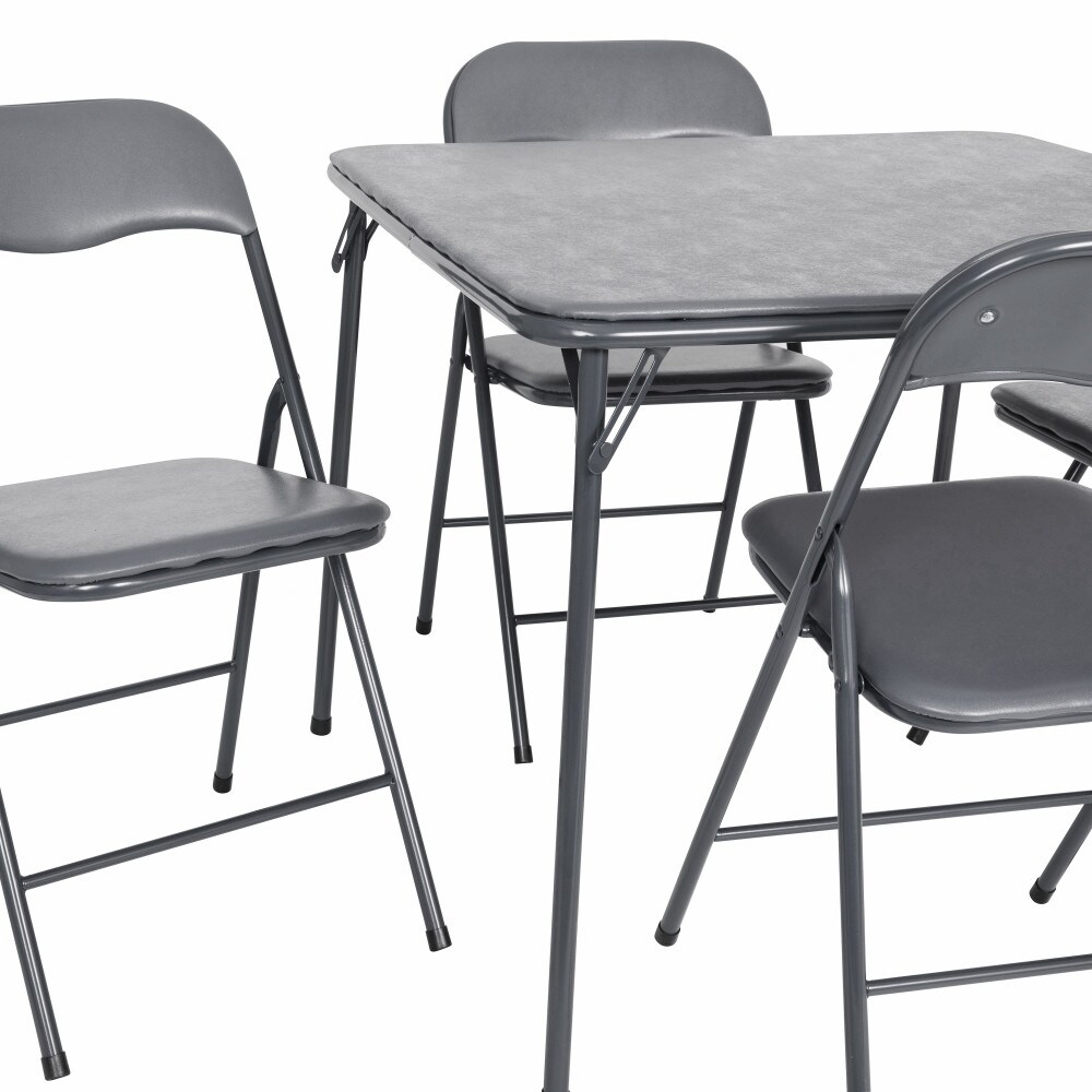 5 Piece Folding Card Table and Chair Set with Upholstered Table