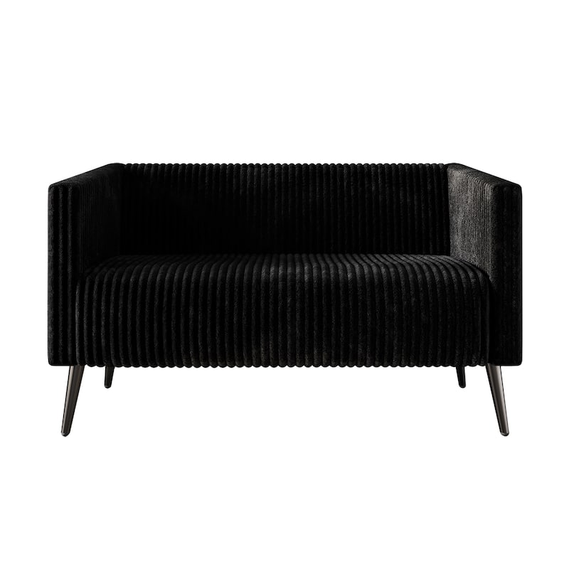 CraftPorch Corduroy Modern and Glamorous Velvet Upholstered Loveseat - Black