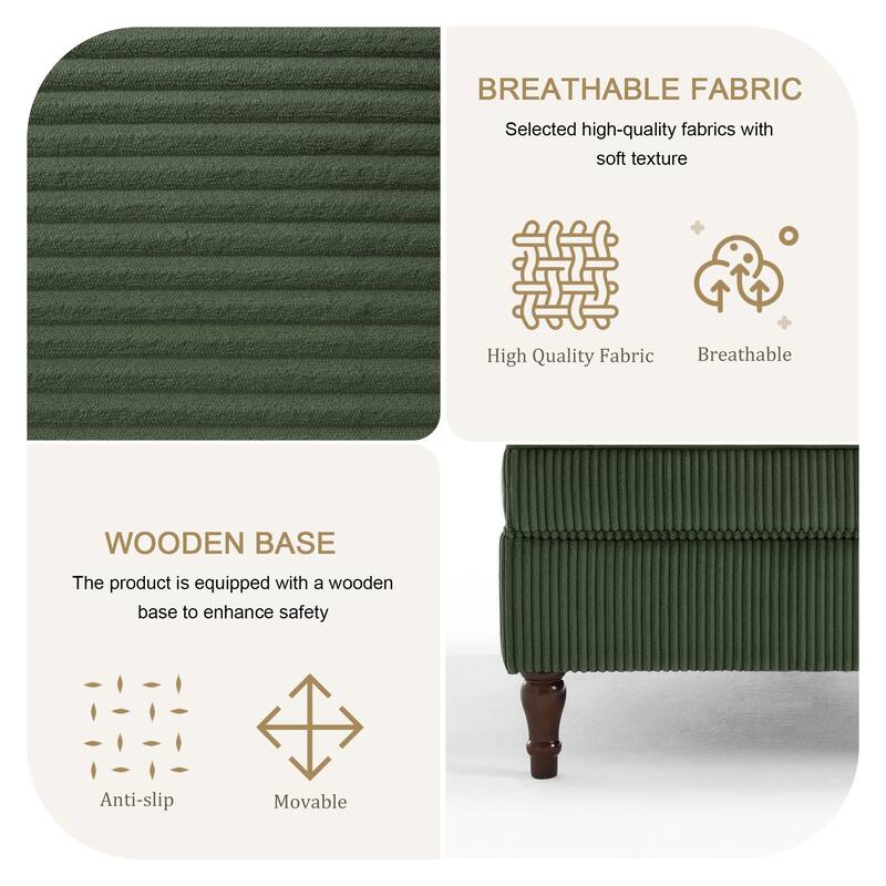 Corduroy Tufted Accent Chair Armchair and Ottoman Set