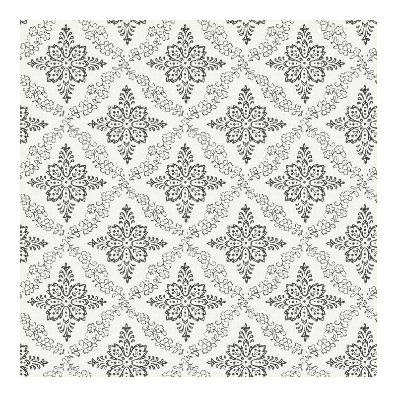 Chesapeake Wynonna Black Geometric Floral Wallpaper - 20.5 x 396 x 0.025