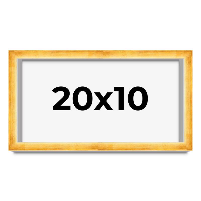 20x10 Shadow Box Frame Gold | 1.625 Inches Deep Real Wood Traditional