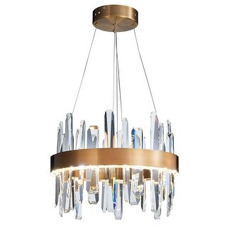 Gold Stainless Steel LED Chandelier With Clear Crystals - Bed Bath ...