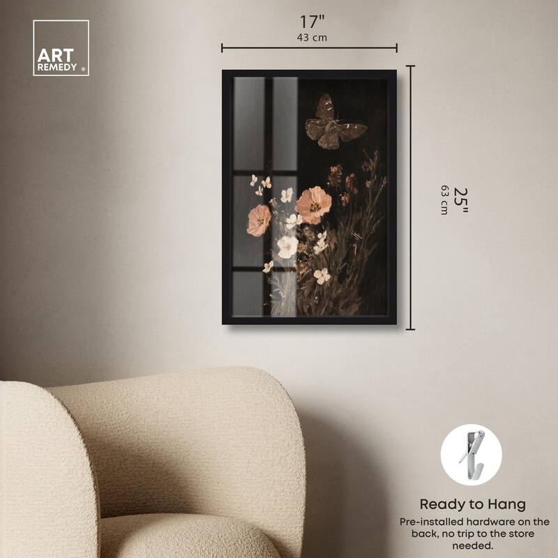 Poppy and Moth I Shadowbox by Art Remedy