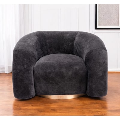 HomeRoots 37" Black And Gold Faux Shearling And Upholstered Arm Chair - 37' X '23.6' X '33