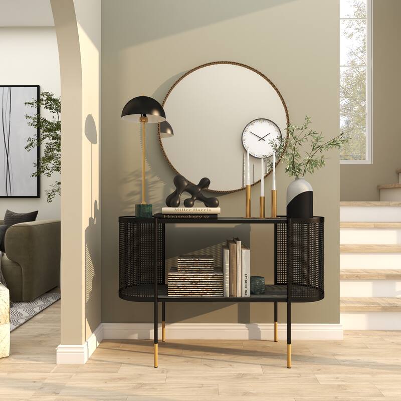 Metal Umbrella Style Room Desk Lamp with Marble Base - Black - Roche River Decor