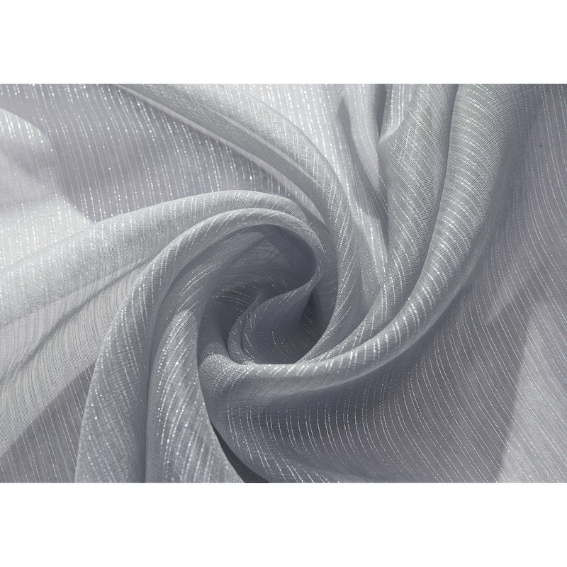 Lonnie Metallic Stripe Sheer Window Curtain Panel 90 inch