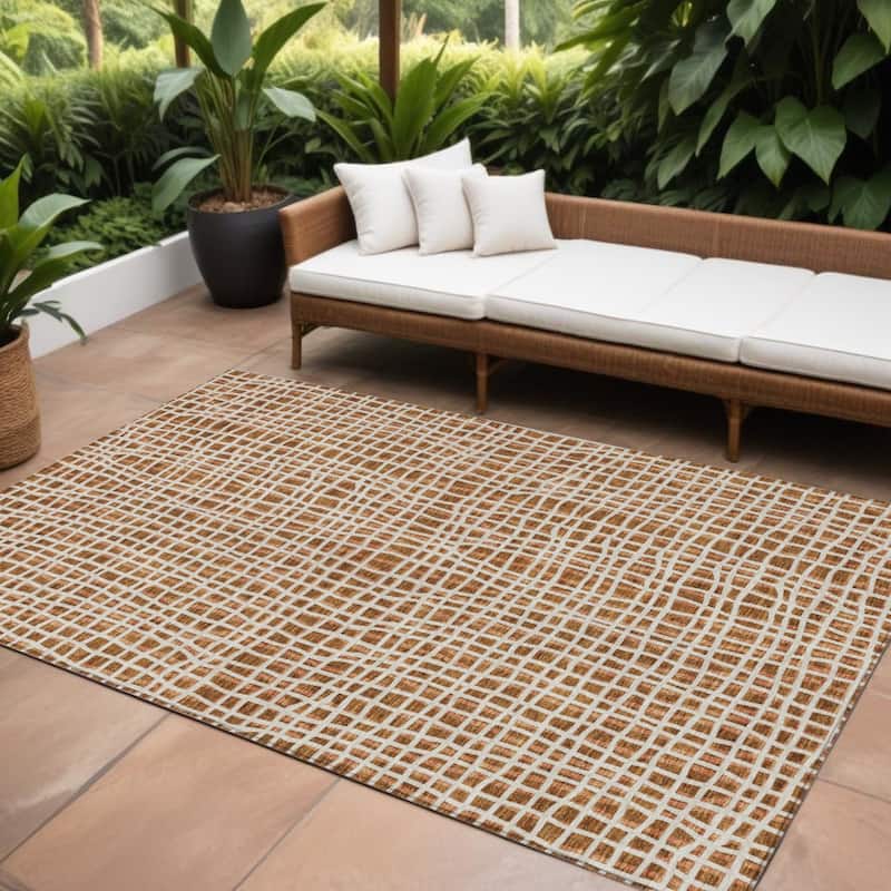 HomeRoots Striped Transitional Rectangle Outdoor Rug - 9' X 12'