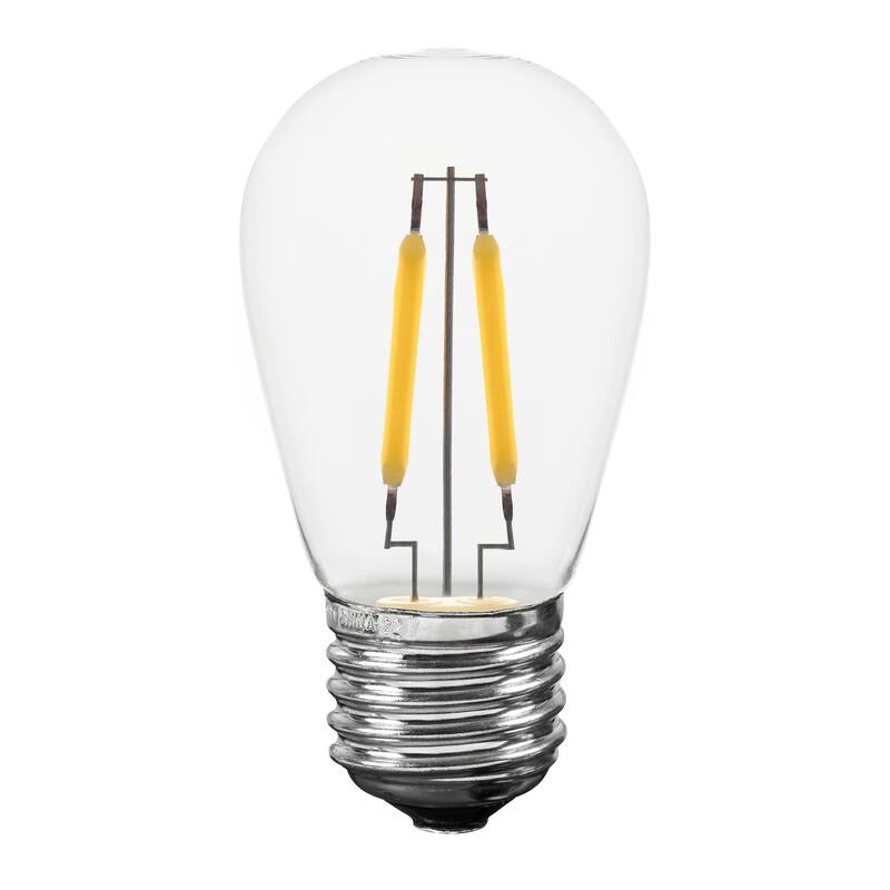 25 Pack LED S14 Outdoor Patio Edison Replacement Bulbs, 2 Filament Warm White, E26 Base