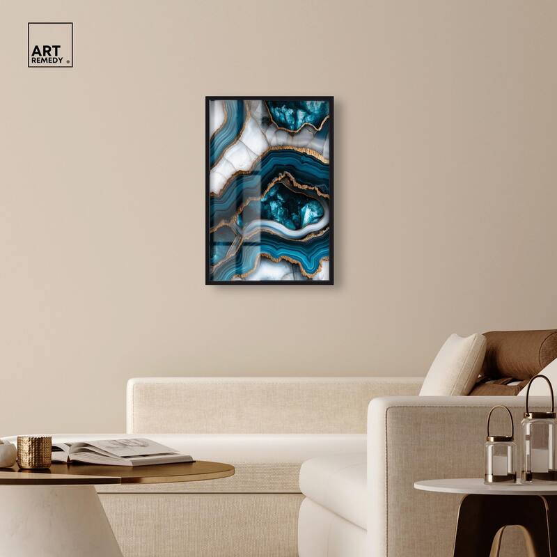 Teal Tectonic III Shadowbox by Art Remedy