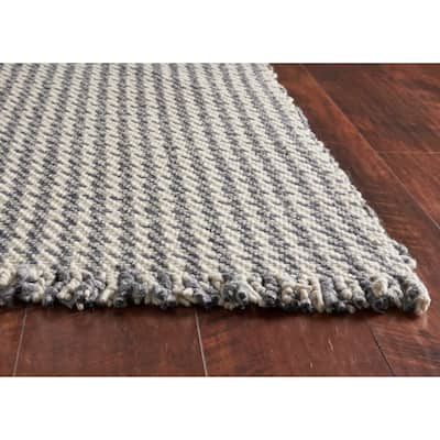 Domani Oahu Casual Houndstooth Handwoven Wool Area Rug with Fringe