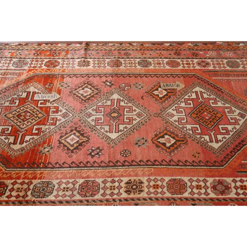 Hand Knotted Oriental 100% Wool Carpet Traditional Tribal Pink Qashqai Area Rug - 7' 10'' X 4' 10''