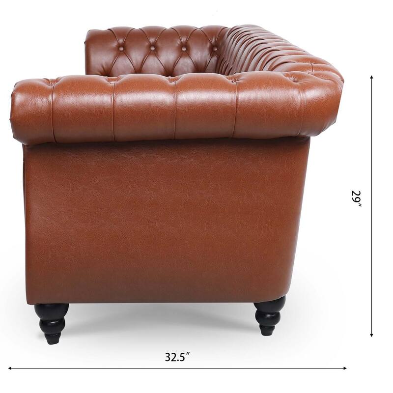 84.65" Rolled Arm Chesterfield 3 Seater Sofa