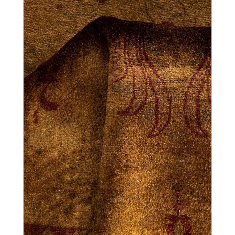 Overton Hand Knotted Wool Vintage Inspired Modern Contemporary Overdyed Brown Runner Rug - 2' 6" x 11' 2"