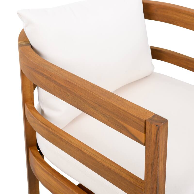 Christopher Knight Home - Raventon Outdoor Acacia Wood Extendable 7-Piece Patio Dining Set with Cushioned Chairs