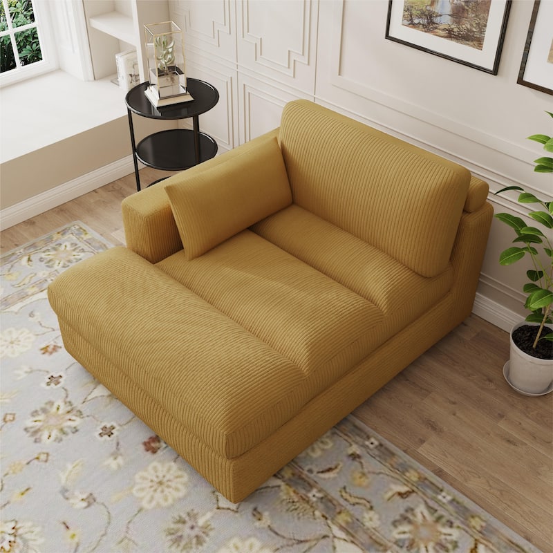 Modern Corduroy L-Shaped Sofa Chaise Lounge Couch
