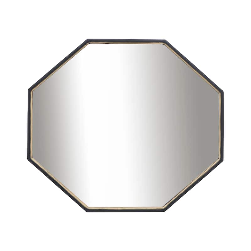Sagebrook Home Modern Octagonal Mirror Contemporary Black Wall Bathroom Mirror - 32" x 1" x 28"