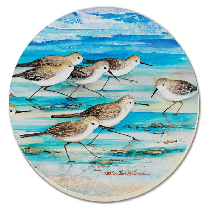 Counterart Absorbent Stone Coasters - Shore Birds - Set of 4 - 4x4x1.141