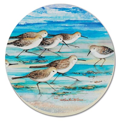 Counterart Absorbent Stone Coasters - Shore Birds - Set of 4 - 4x4x1.141