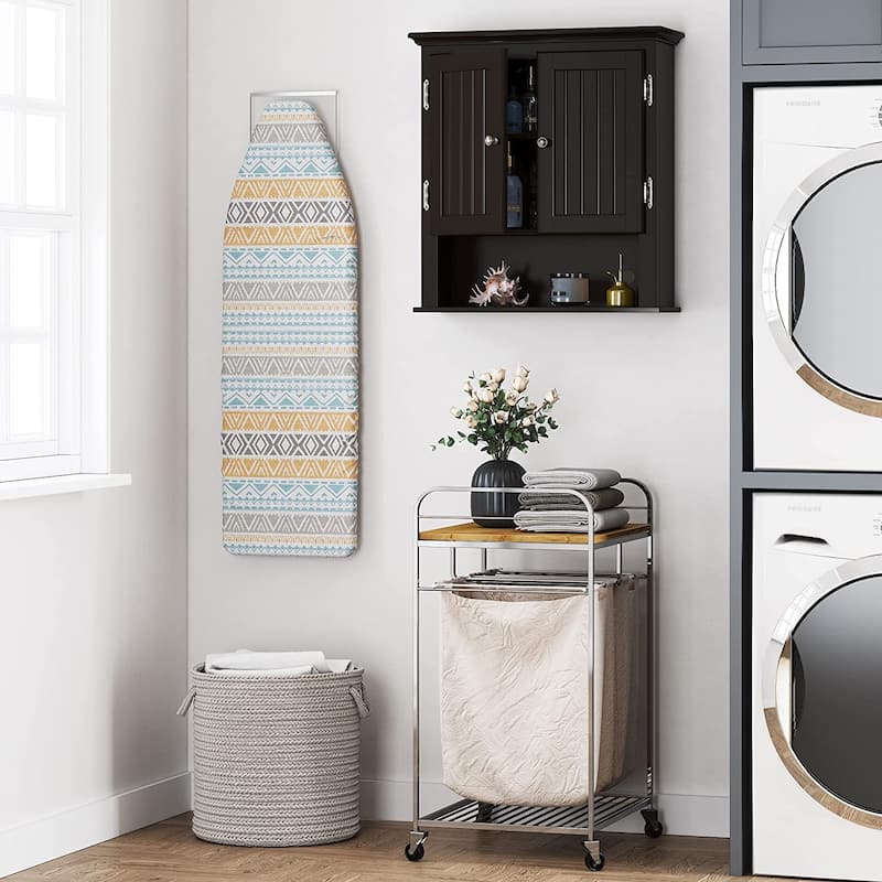 UTEX Bathroom Cabinet Wall Mounted, Wood Hanging Cabinet, Wall Cabinets with Doors and Shelves Over The Toilet for Bathroom