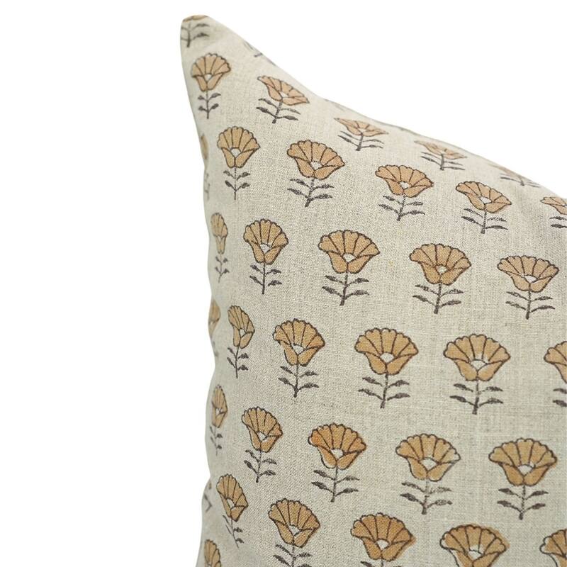 Linen Farmhouse Block print pillow Cover - Kohinoor